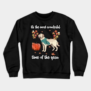 Labrador Dog Autumn Fall Most Wonderful Time Maple Gift Crewneck Sweatshirt